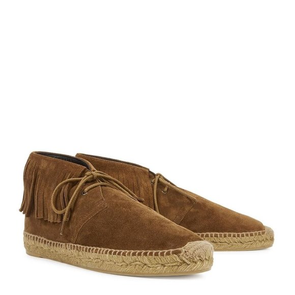 Saint Laurent Fringe Suede Lace-Up Espadrilles - Picture 4 of 7